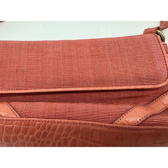 Charter Club Womens Shoulder Bag Coral Textured Faux Croc With Magnetic Closure - Picture 16 of 16
